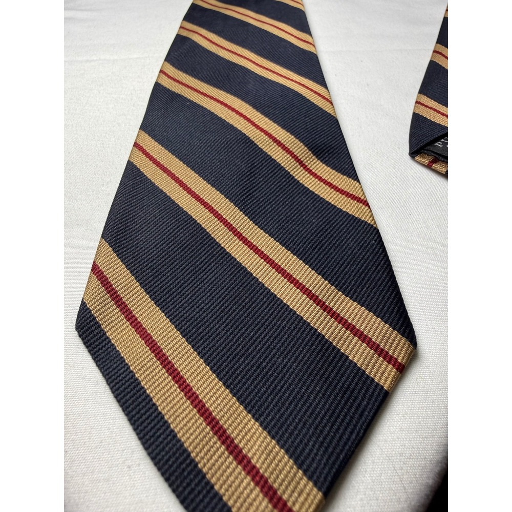 Classic Stripe Silk Tie Navy Gold Red Mens Formal Businessโ Accessory